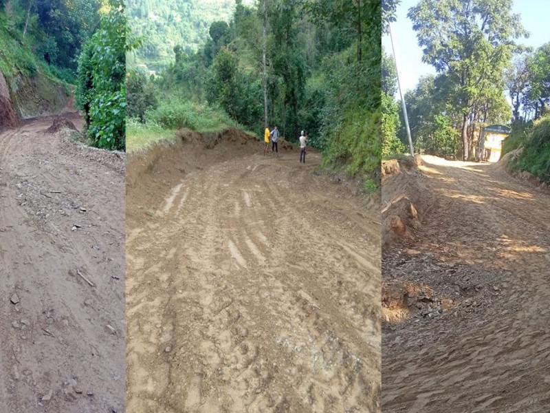 मुसीकोटमा सडक मर्मत र सफाइको काम चल्दै